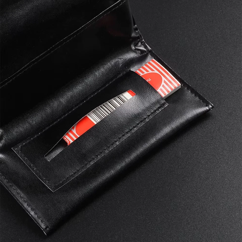 PORTATABACCO ECO PELLE MINI TASCABILE ASTUCCIO CUSTODIA CARTINE FILTRI FUMATORI - Immagine 3 di 4