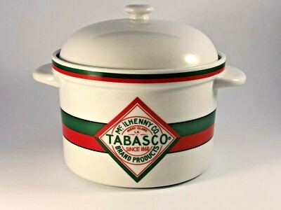 Tabasco Brand Ceramic Crock Pot Lid Oven Microwave Safe Chili Bowl Mcilhenny Ebay