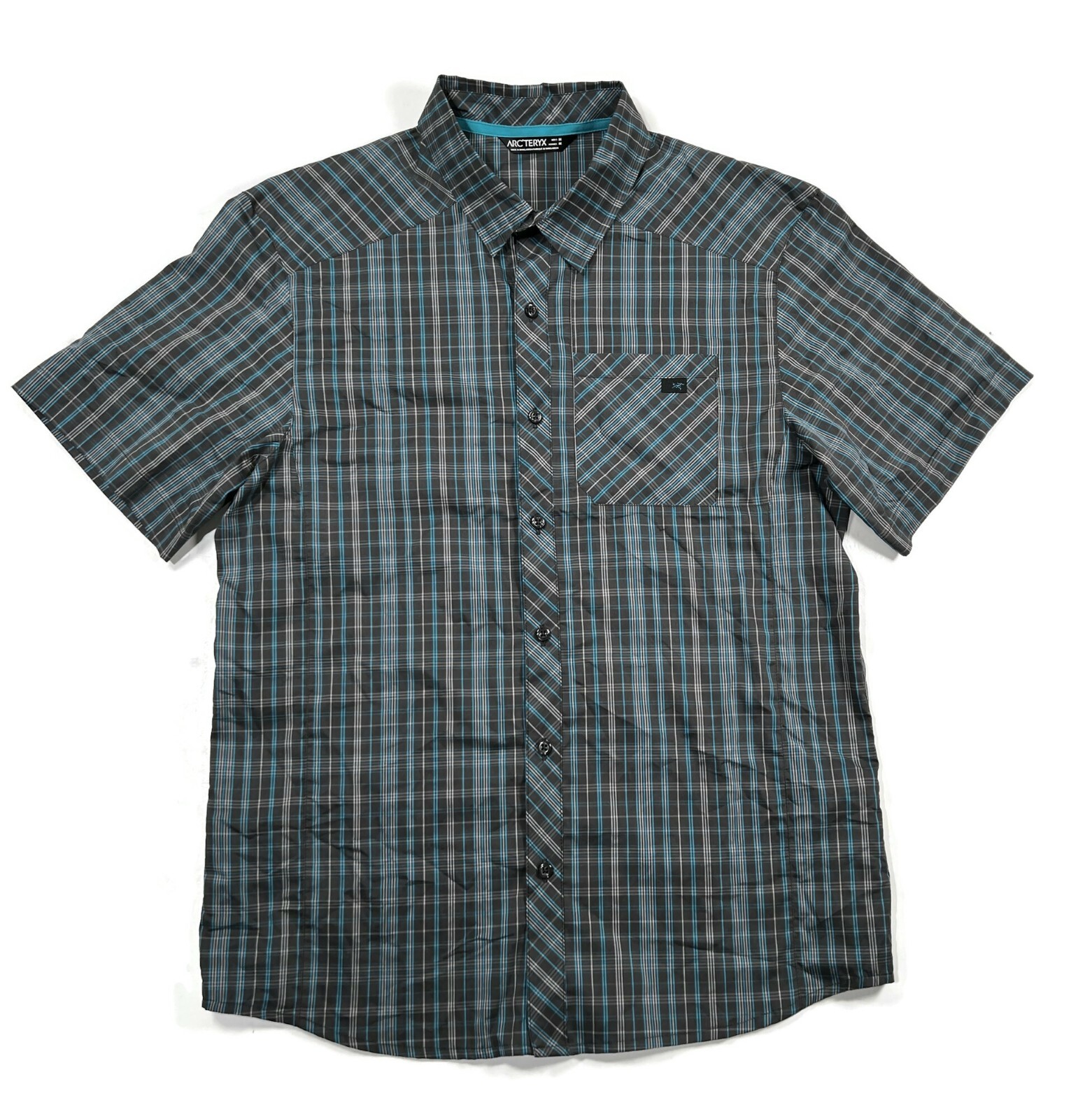 Camicia abbottonata Arc'teryx da uomo manica corta media nera a quadretti tasca Arcteryx