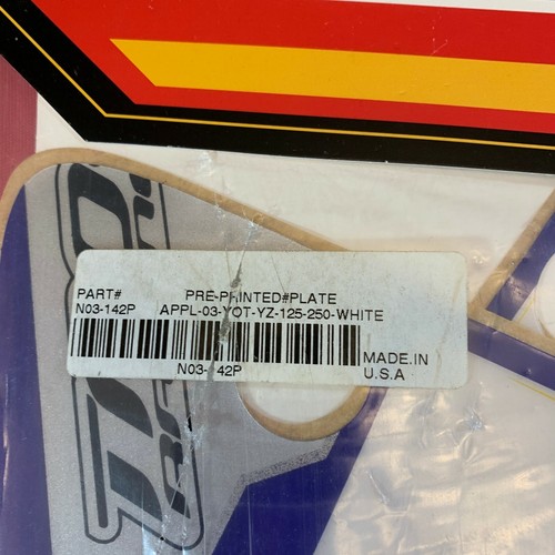 NOS N-Style Yamaha APPL-03-YOT-YZ-125-250 Black Pre Printed Plate N03-142P - Picture 2 of 2