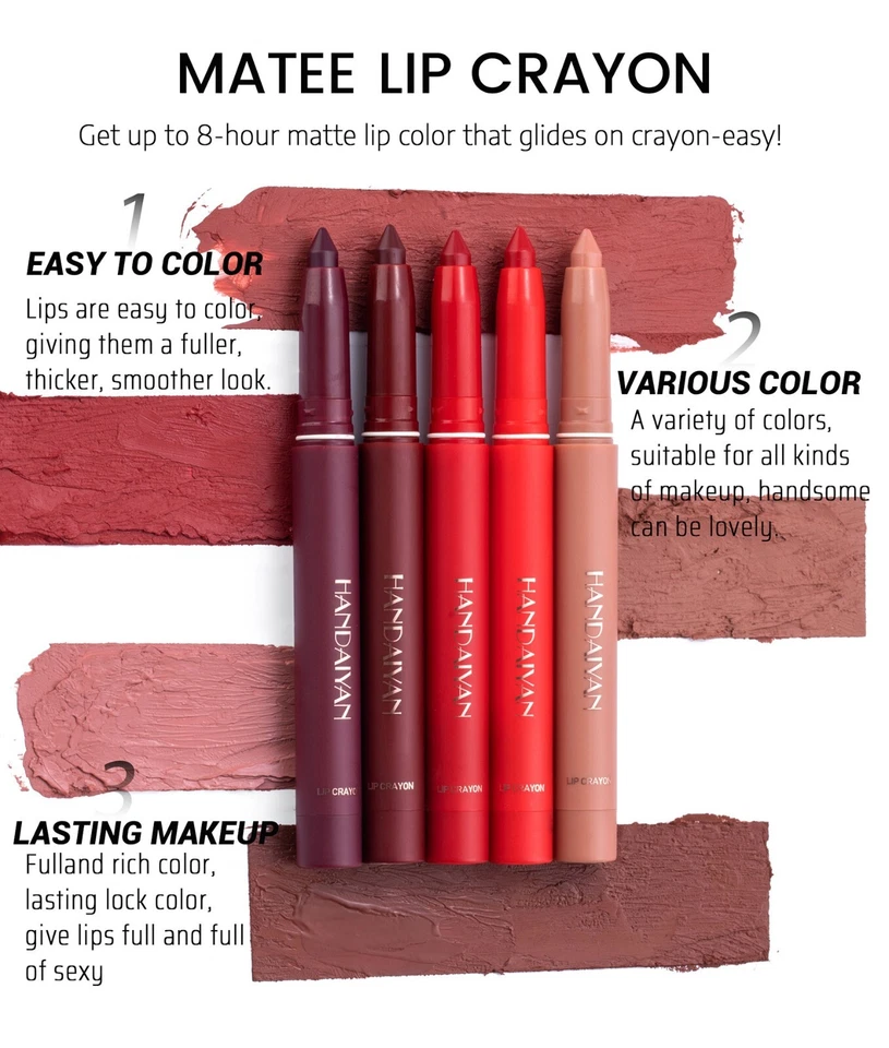 Waterproof Matte Lipstick & Lip Liner Crayon - High Pigment, Long-Lasting UK - Image 2 of 4