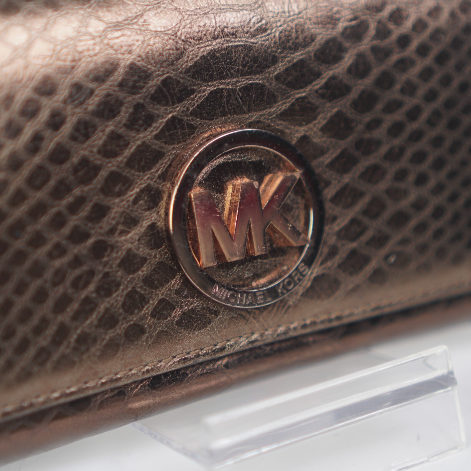 Michael Kors Python Embossed Leather Gold Brown F… - image 3