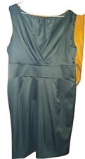 Ladies Black Sleeveless Satin Style Knee Length Evening Dress - Size 16