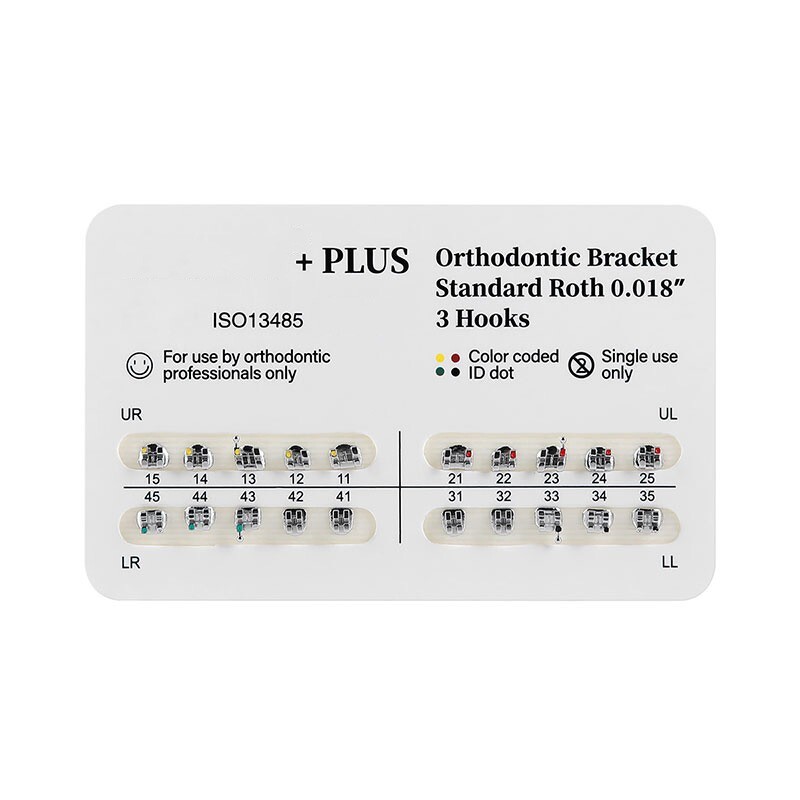 AZDENT Plus Dental Orthodontic Metal Brackets Braces Standard Roth 0.018 Hooks 3