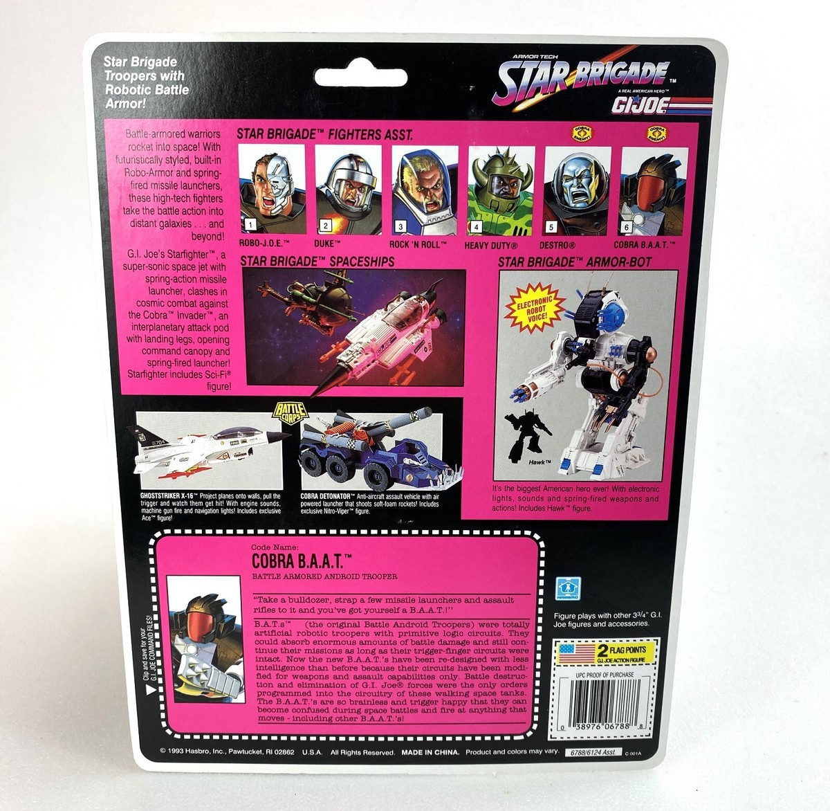 Cobra BAAT V1 Vintage GI Joe Full Card Back Uncut File Card 1993
