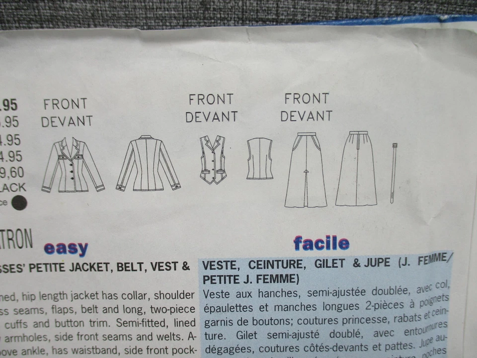 Butterick 5752 Misses Sewing Pattern Size 16 8 10 Skirt Jacket Vest - Image 4 of 4