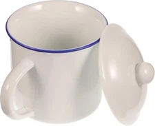 Cabilock Retro Ceramic Water Cup Enamel Coffee Mug for 13.5 Ounces, White 
