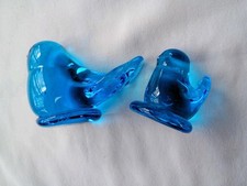 2 Vtg Bluebird of Happiness Glass Figurines **SIGNED**