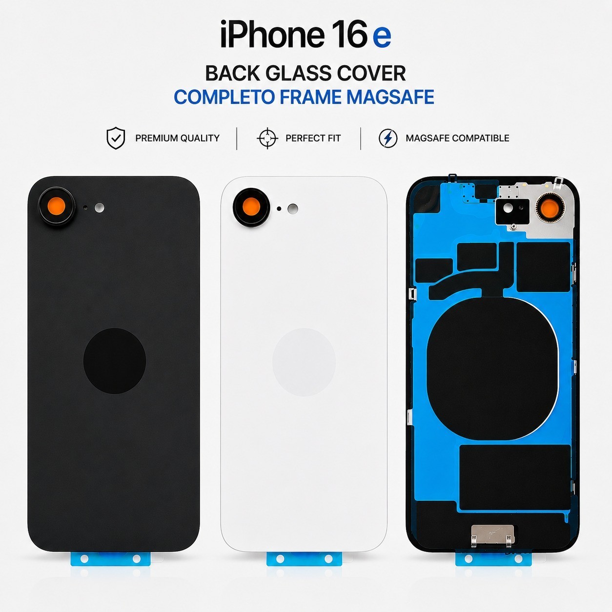 Vetro Posteriore iPhone 16e Scocca Complet Frame OEM Back Cover MagSafe Ricambio