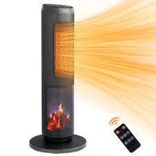 25" Tower Space Heater with 3D Flame imer Remote Control Thermostat