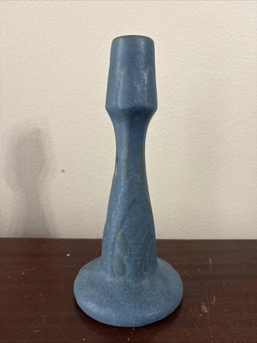 Van Briggle Pottery Candle Holder Or Bud Vase Blue 9.25 Tall