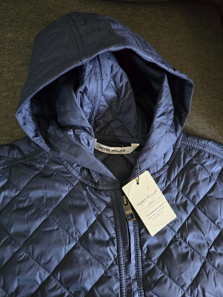 Sudadera con Capucha Peter Millar Essex Cremallera Completa Azul Marino Talla M Nueva con Etiquetas. $250 al por menor Foto 3 de 4