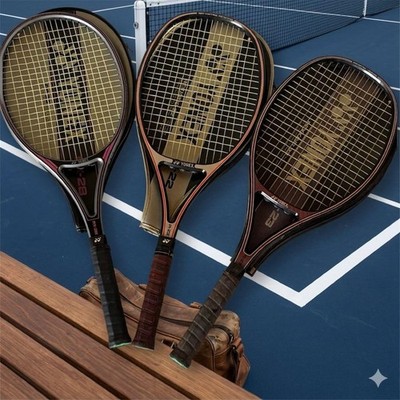 This is a set of 3 YONEX hard tennis rackets sold together.