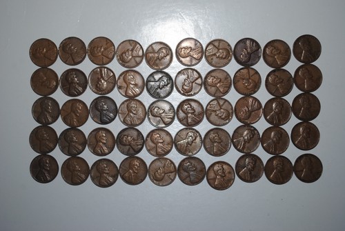 VF EF Lincoln Wheat Penny Cent 1939 D - 1 Roll RL165