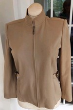 Rafaella Women's Beige Zip Front Blazer Jacket Poly Rayon Blend Size 8