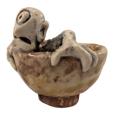 Japanese Ceramic Sake Cup Guinomi Bakemono Monster Yokai 