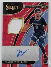 2021-22 Panini Select Ziaire Williams Rookie Patch Auto Red Wave