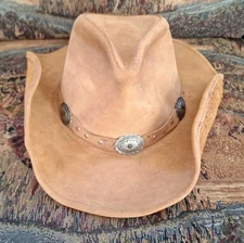 Stetson Rodeo Drive Collection Nubuck Leather Cowboy Hat L Concho Western USA