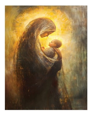 �therische Mutter und Kind Wandkunst Poster - Spirituelle Wohnkultur