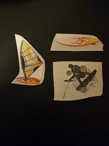 Creative Memories Set Of 3 Water Sport Stickers Windsurf Surf Board Wake Board