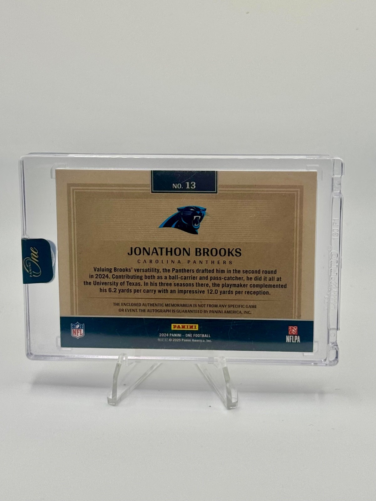 2024 Panini One Jonathon Brooks Rookie Patch Auto /199 view 2