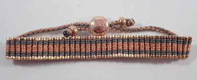 LINKS OF LONDON RGV STERLING SILVER BAR FRIENDSHIP BRACELET w GRAY & COPPER CORD