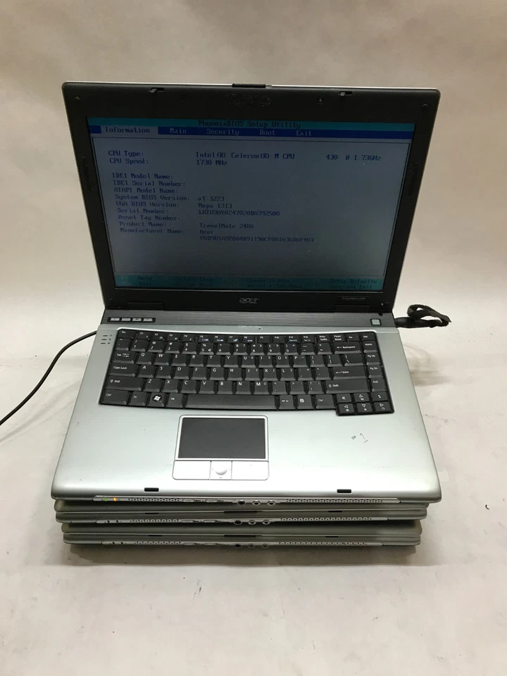 Lot of 3 Acer TravelMate 2480 Intel Celeron 1GB RAM NO HDD/OS For Parts READ -DW - Image 3 of 4