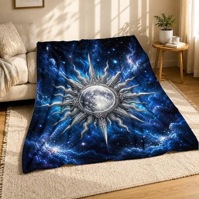 Sun Moon Emblem Coral Fleece Blanket Celestial Symbol