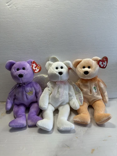 Ty Beanie Baby Lot of 3 Sitting Bears NWT Yours Truly Dearest Halo Vintage