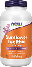 NOW Supplements, Sunflower Lecithin 1200 Mg with Phosphatidyl Choline, 200 Softg