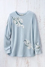 Coldwater Creek Snow Swirl Waffle Tee, All Size