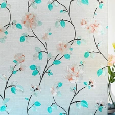 Decorative Window Film Flower, Static Cling Glass Door Privacy Film Non-Adhes...