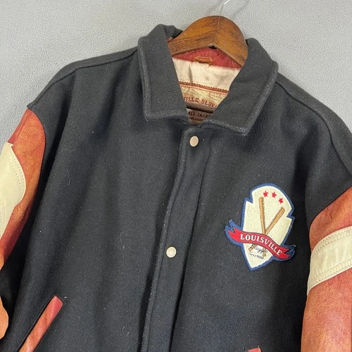 Vintage Louisville Slugger Cooper Collections Varsity Leather Jacket Mens Large - product listing photo
