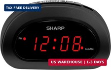 Sharp Small, Space-Saving Digital Alarm Clock - Compact Bedside Clock with Large