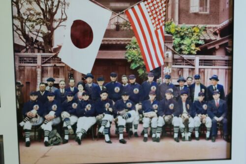 1934 Baseball Tour of Japan (5) Autograph Display w/ Babe Ruth Colorized Photo - Picture 2 of 7