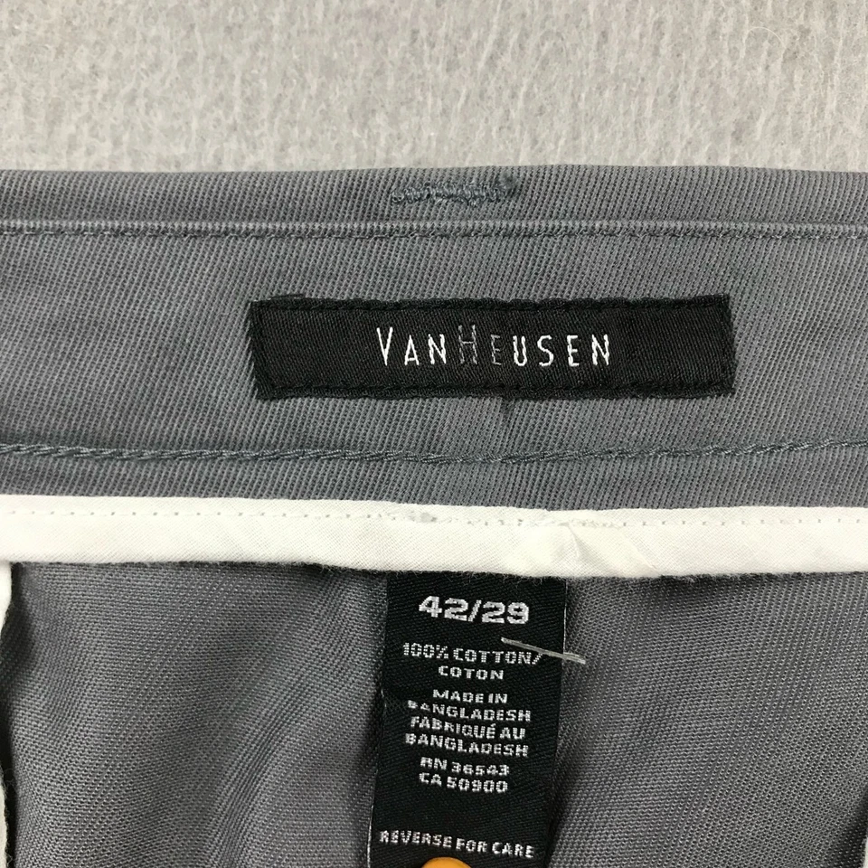 Pantalones Van Heusen Para Hombre 42X29 Gris Calce Clásico Frente Plano Sin Hierro Pierna Recta Nuevos con Etiquetas Foto 2 de 4