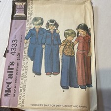 McCall's 4333  Boys & Girls Toddlers Shirt Jacket Pants Size 3 Cut