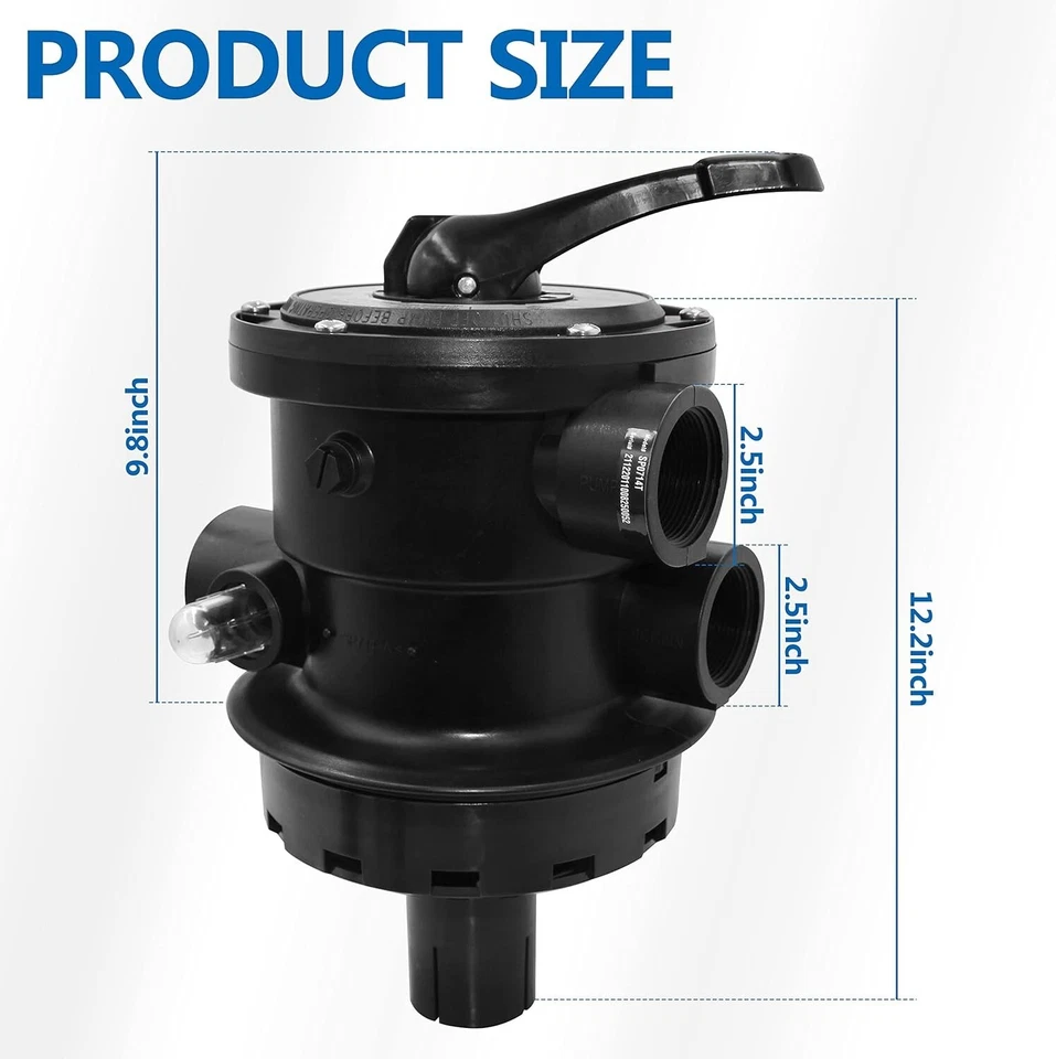 Multi Port Valve Glass Rubber 1.5 Inch 7-Position Water Control for Sand Filter - Image 4 of 4