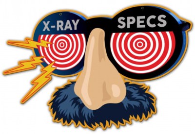 LARGE Vintage Style Metal Sign X-Ray Glasses Groucho Nose Comic Ad Art Print