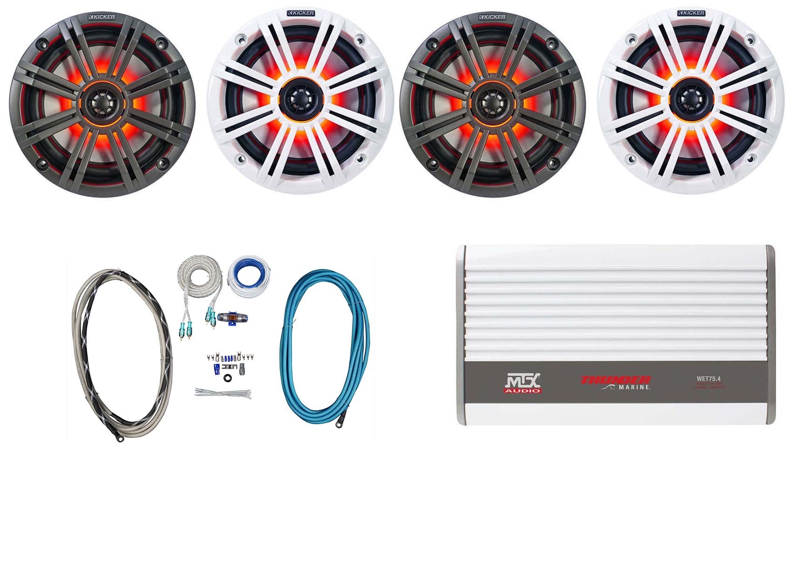 4 Светодиодные колонки для морской лодки KICKER 45KM654L 65 мощностью 390 Вт 4-канальный усилитель MTX Провода 93990₽
