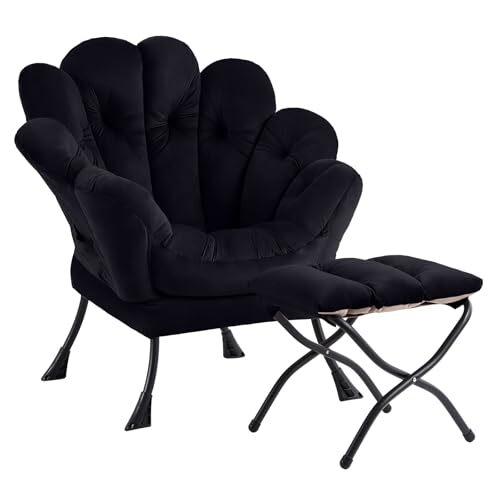 2025 Lazy Chair with Ottoman, Cozy Butterfly Reading Chair Mid-Century Lounge - Picture 2 of 7