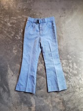 Vtg 1970s Bell Bottom Denim Jeans Wide Flare Childrens Kids Light Blue 25 x 23