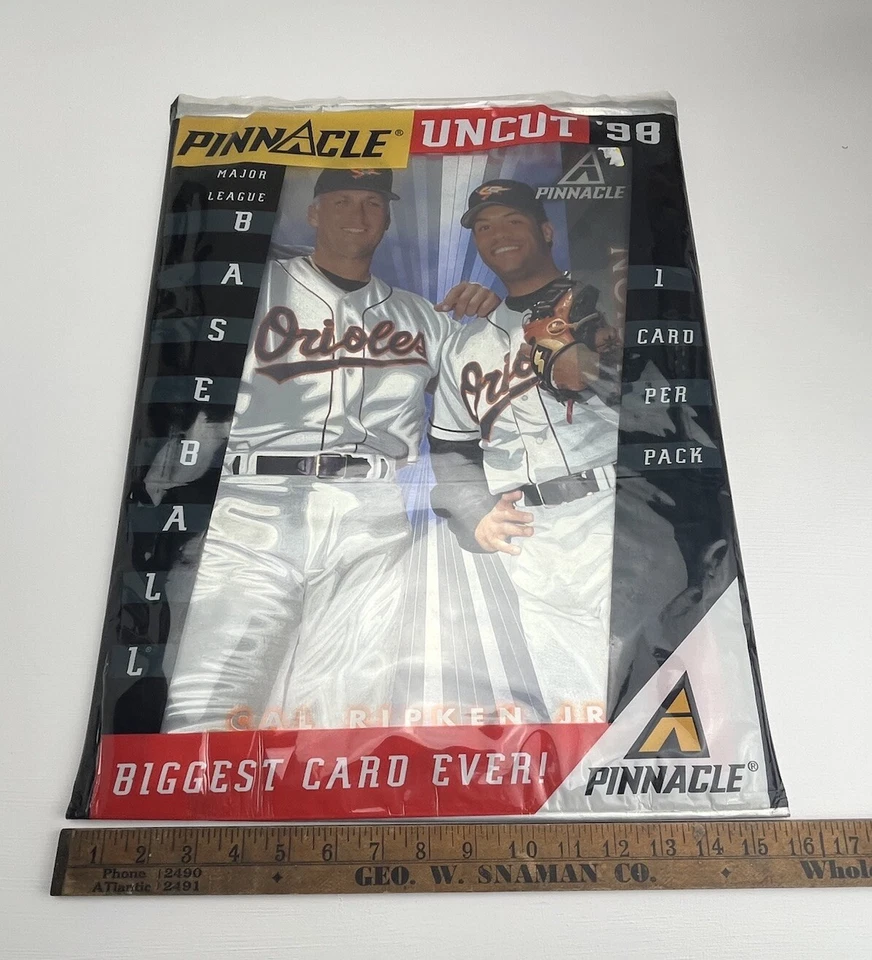 ENORME TARJETA DE BÉISBOL 18x13 sin cortar Pinnacle Chicago Cal Ripken Jr./ Roberto Alomar Foto 4 de 4