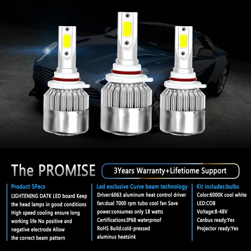 2-Sides LED Headlight Combo Bulbs Kit 9006 Low Beam 8000K Bright Ice Blue Pair - Picture 5 of 12