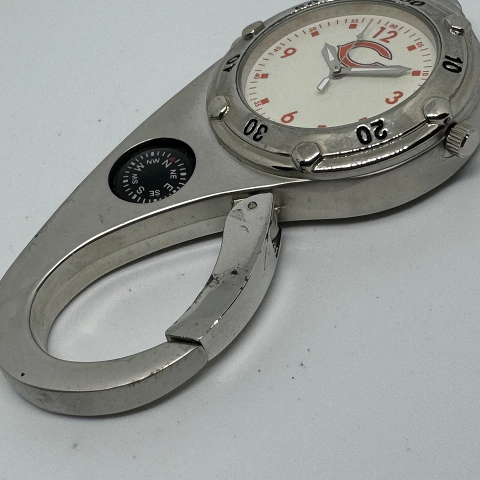 NFL Chicago Bears Reloj de Bolsillo Analógico Hombres Brújula Luz Flash Snap-on Nuevo Batería Foto 4 de 4