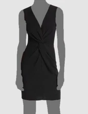 Aqua Women's Black Sleeveless Twist-Front Mini Sheath Dress Size XS
