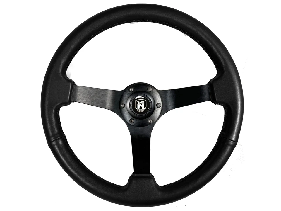 1960-74.5 VW Volkswagen Beetle Bug Black Leather  Steering Wheel Solid Kit 14" - Image 2 of 4