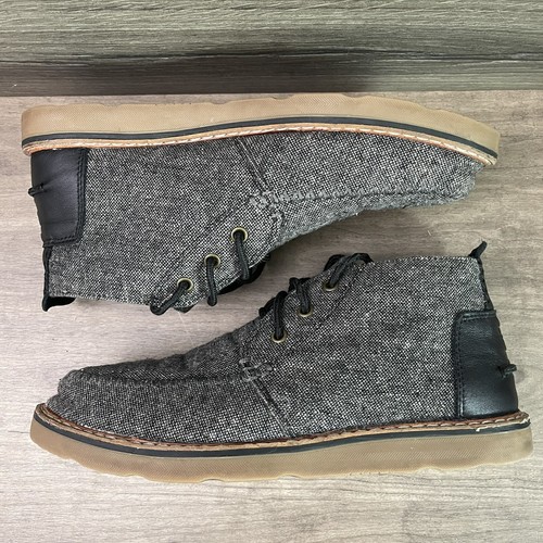 TOMS Mens Gray Leather \u0026 Canvas Chukka 