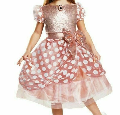 Disney Rose Gold Minnie Deluxe Dress Holiday Costume w/ Ears size S 5/6 NWT  | eBay