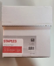 Staples 177154 Continuous Computer Paper 9-1/2 X 11" Micro Perforated 1Part 2500